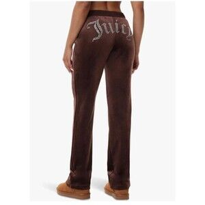Juicy Couture Y2K Velour Sweatpants NWT Embellished Pants Black Cherry Size XL